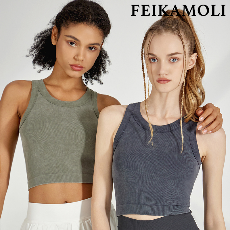 Fikamoli Rib Fixed Cup Washable Classic Versatile Racerback Outerwear Fitness Sports Yoga Tank Top for Women Fikamoli Rib Fixed Cup Washable Classic Versatile Racerback Outerwear Fitness Sports Yoga Tank Top for Women