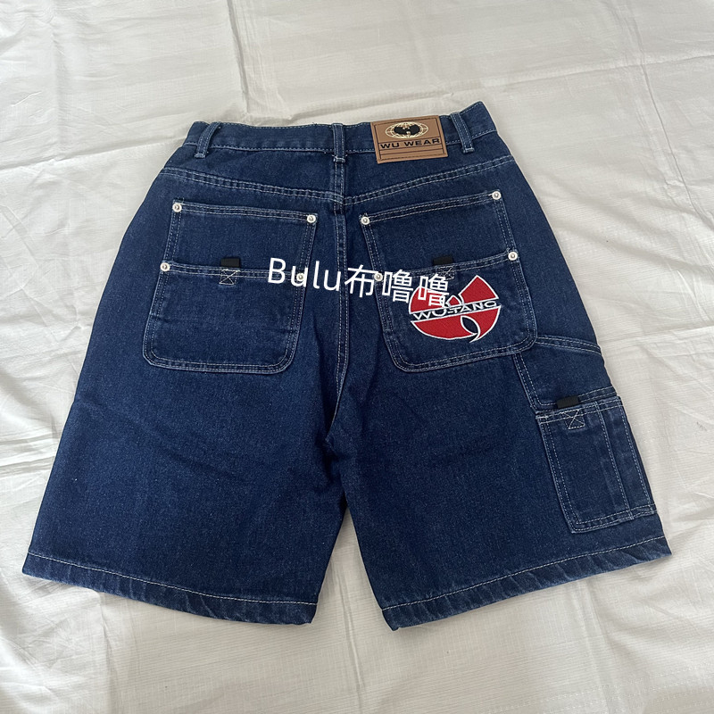 Wutang American Retro Embroidered Pocket Casual Shorts Street Loose Straight Skateboard Shorts Five-Point Shorts