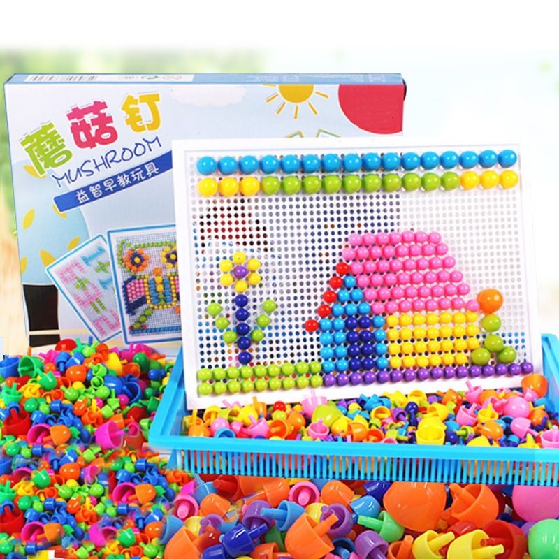 Mushroom Nails Children Building Blocks Assembled Toys Puzzle Boys Babies Early Taught Puzzle Jigsaw Girls Digital Alphabet Inserts