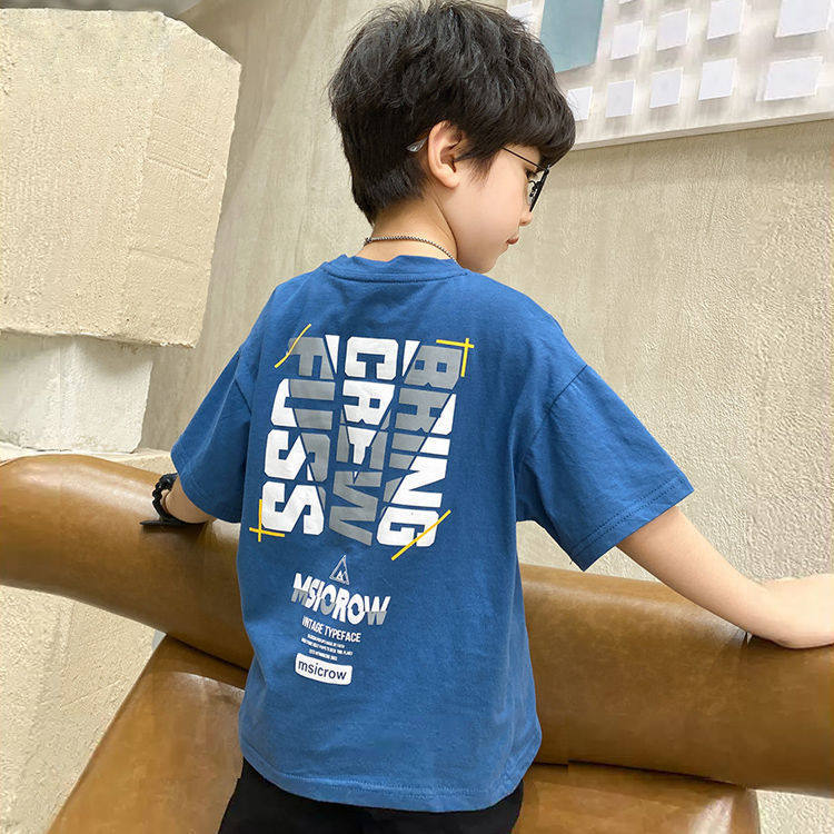 Children's summer dress boy's short - sleeved T - shirt cotton 2022 summer coat for boys in the big boy T - shirt