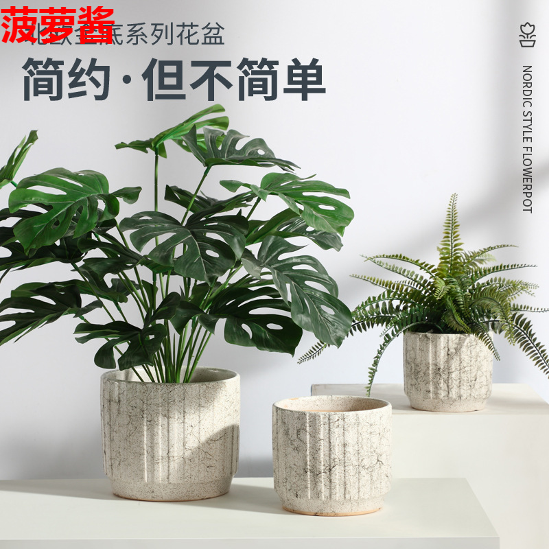 Creative Cactus ball pot small fixture for the Web Flower basin ceramic large Nordic Living room Butterfly Lanyu balcony