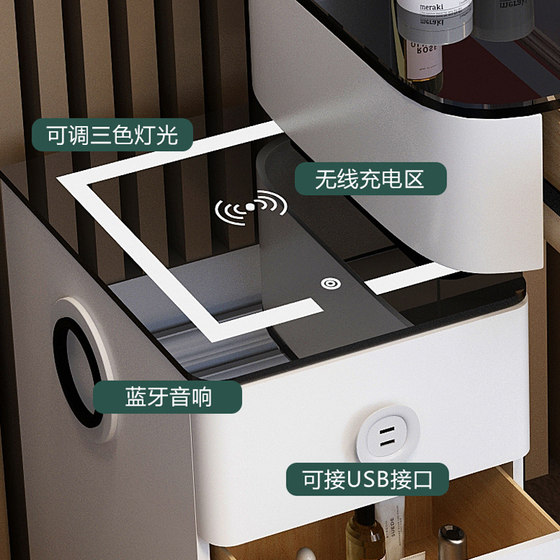 Smart dressing table wireless charging light luxury Nordic bedroom dressing table modern minimalist multi-functional solid wood dressing table