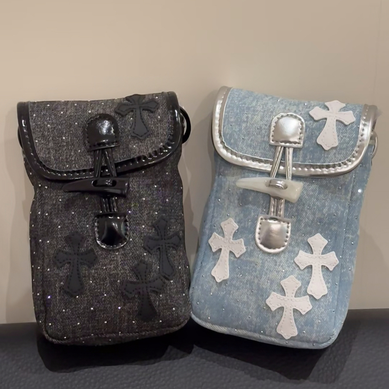 Original LAOSHU Denim Bag for Women, High-End Crossbody Subculture Shoulder Bag, Mini Phone Bag, Coin Purse Y2K