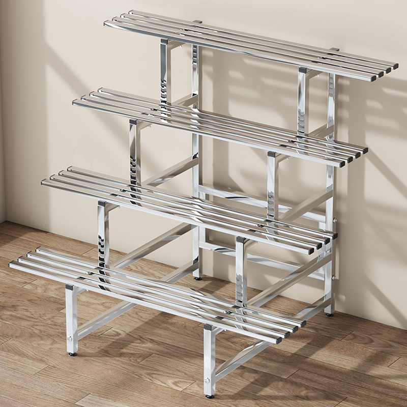 極厚ステンレス製フラワースタンド 多肉植物バルコニーラック ラダー フロアスタンド 多層 リビングルーム 屋外 中庭 フラワーポットラック