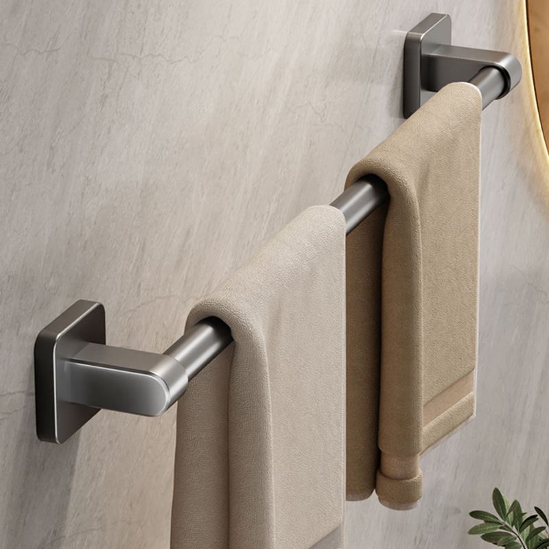 Towel Rack Single Rod Bathroom Toilet No-Drill Towel Hanging Rod Bathroom Storage Rack Double Rod Washroom Shelf