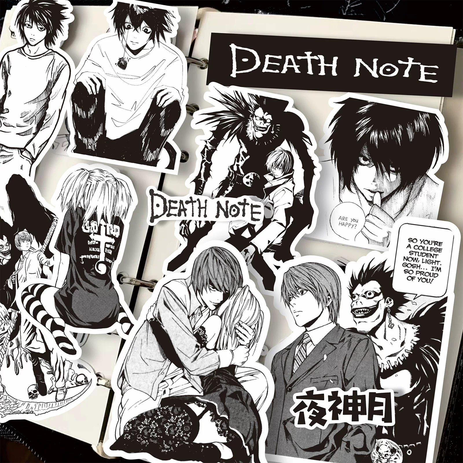 Death Note DeathNote наклейка Ночь Бог Луна Лапка Черная и Белая заметка Блокнот Компьютерная наклейка