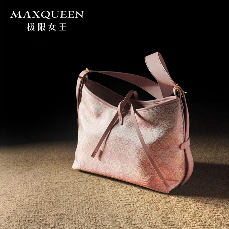 Extreme Queen's New Pink Patterned Chinese-Style Single-Shoulder Crossbody Bag for Women, New Chinese-Style Large-Capacity Commuter Bag