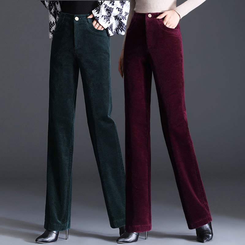 Corduroy Pants Autumn and Winter New High-Waisted Casual Pants Women's Long Pants Loose Straight Corduroy Pants for Middle-Aged Women Corduroy Pants Autumn and Winter New High-Waisted Casual Pants Women's Long Pants Loose Straight Corduroy Pants for Middle-Aged Women