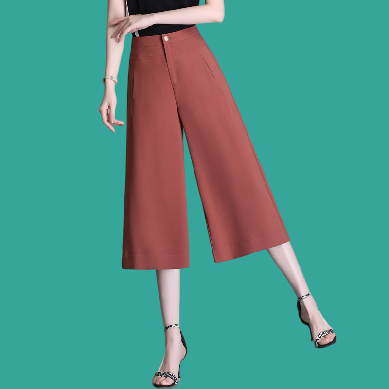 Wide-Leg Pants for Women, Cropped Pants, Summer Thin Style, 2026 Popular High-Waisted Loose Fit for Petite Figures, Loose Drape Chiffon Skirt Pants