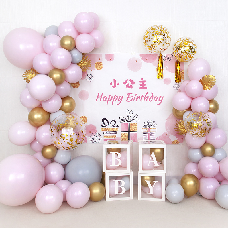 Baby's first birthday decoration 1 net red simple two mouse baby one girl male 2 scene background wall package