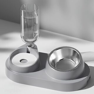 Cat Bowl, Double Bowl, Cat Food Bowl, Dog Bowl, Automatic Drinking Water Bowl, Slanted Mouth Food Bowl, Water Bowl, Feeding Protection for Cervical Spine, Pet Supplies