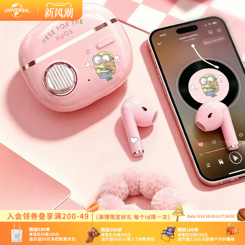Universal Pictures Minions 2026 New Bluetooth Headphones Cartoon Cute Bluetooth 5.4 Headphone Set Universal Pictures Minions 2026 New Bluetooth Headphones Cartoon Cute Bluetooth 5.4 Headphone Set