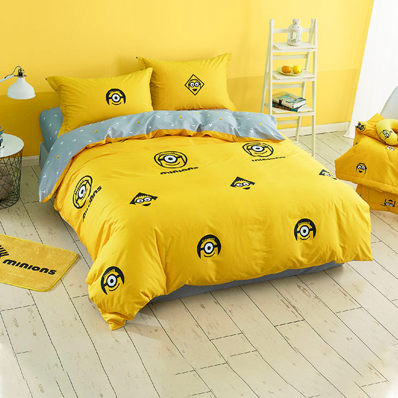 Universal Movie Industry Small Yellow People Full Cotton Bed Bedding Bedsheet Students Single Double Children Dormitory Four Sets