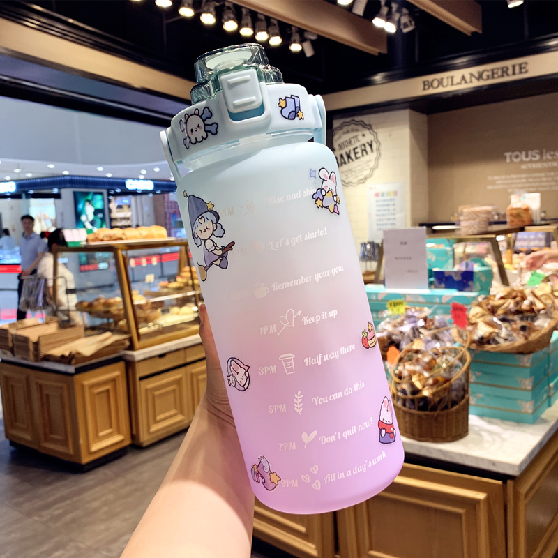 2000ml super large capacity water cup female summer kettle net red high-value scale plastic straw cup student cup