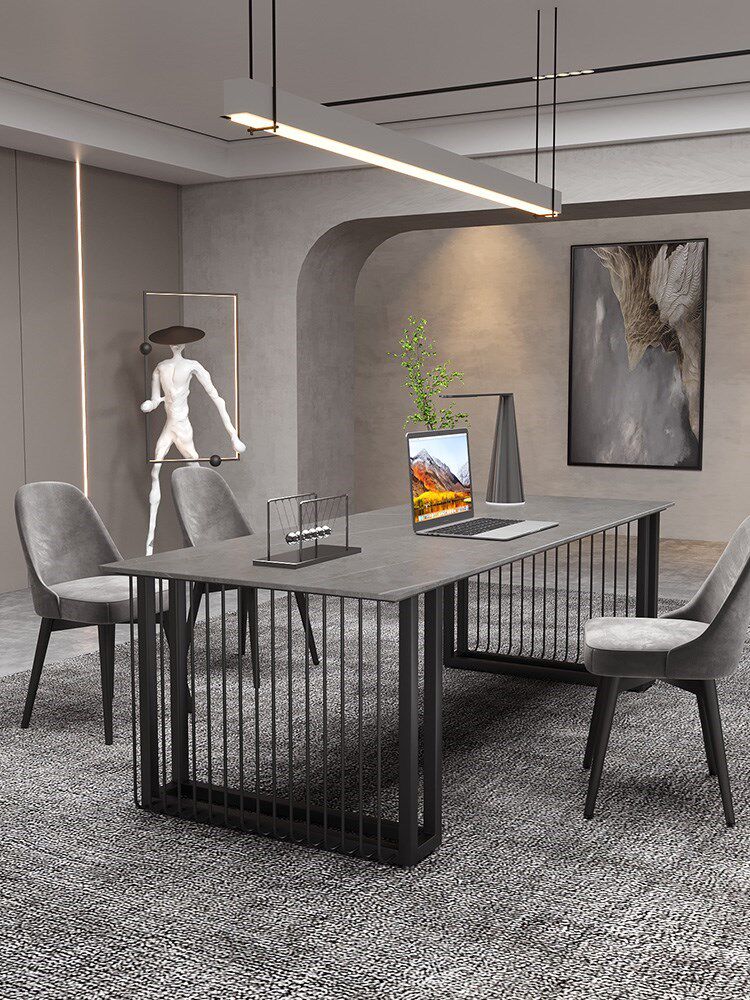 Marble Rockboard Meeting Table Bar Bench Modern Light Lavish Rockboard Small Long Table Minima Negotiation Desk