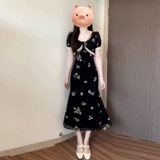 Кружевное летнее платье, длинная юбка, французский стиль, кружевное платье, в цветочек, изысканный стиль, яркий броский стиль, крой «рыбий хвост»