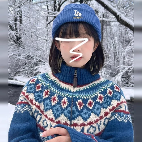 Синий свитер, демисезонная куртка, ретро кардиган с молнией