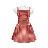 Милый красный комплект, летнее платье, летние подтяжки, мини-юбка