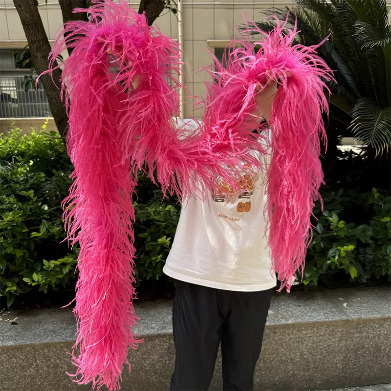 Multi-Colored Long Feather Fringe Dance Costume Accessory Ostrich Feather Hand Flutter Sleeves Decoration 2.1m Pieces Five Layers