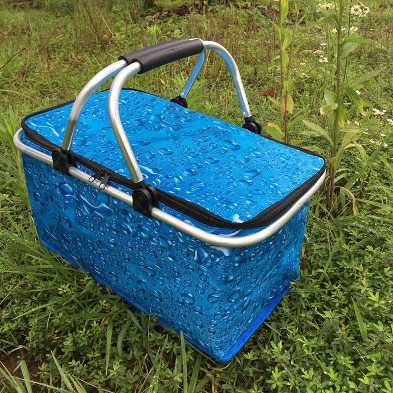 30L Large Takeaway Fast Food Bag Car Insulation Bag Outdoor Picnic Insulation Delivery Box Folding Shopping Basket
