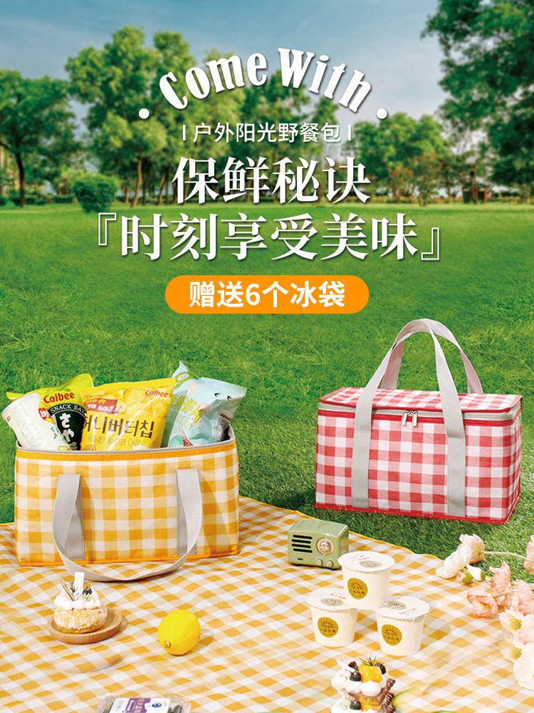 Picnic Network Red Spring Picnic Picnic Outdoor Picnic ToolFood Insulation Package Foldable Camping Basket