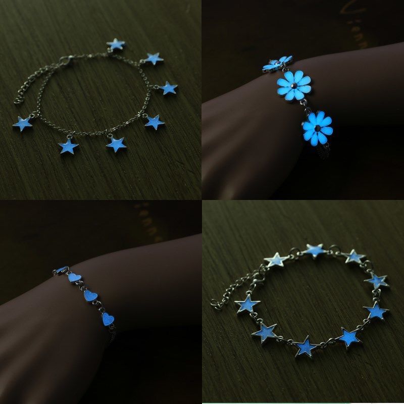 inluminated hand alchemy Stars Love Flowers Shine Couple Bracelet Bestie Fluorescent Stone Feet Necklace Gift Student Women
