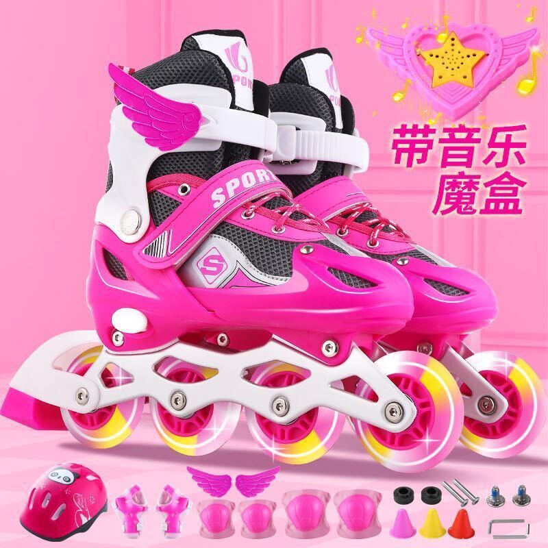 Skates children's full set boys and girls skating roller skates roller skating beginners children in the big children can be adjusted