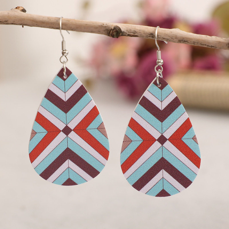 Vintage Bohemian Geometric Pattern Leather Earrings