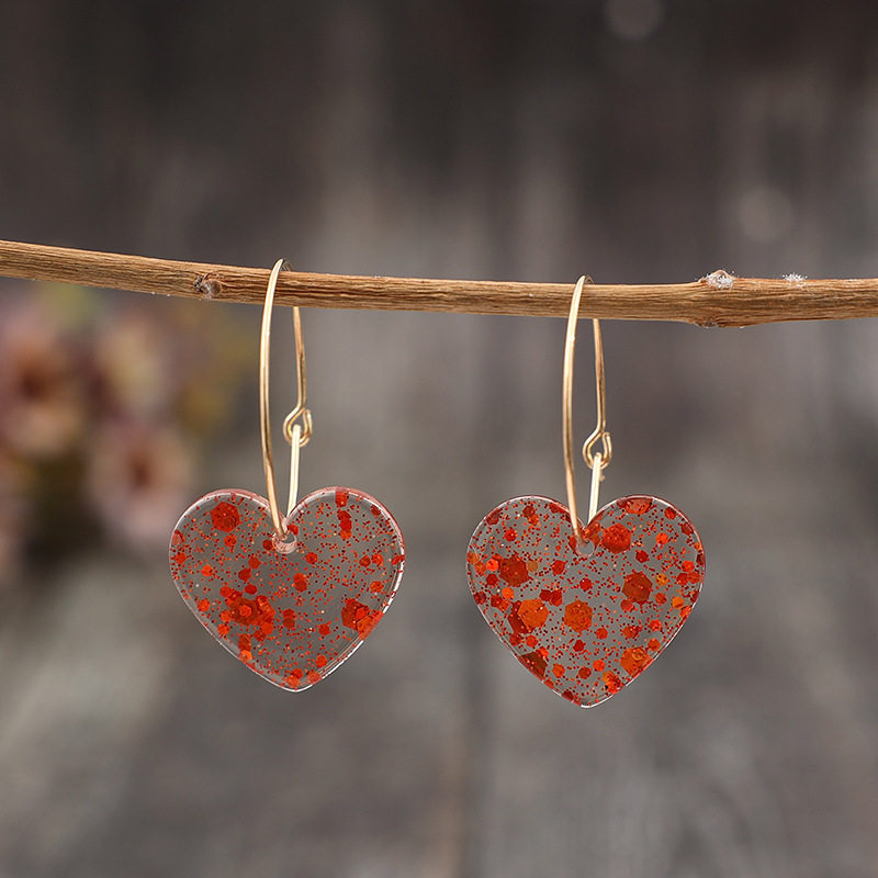 Valentine's Day Collection Minimalist Acrylic Sequin Heart Earrings for Women