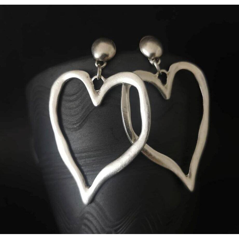 3E3C Vintage Heart Earrings | Cross-Border Creative Oversized Alloy Heart Studs for Valentine's Day
