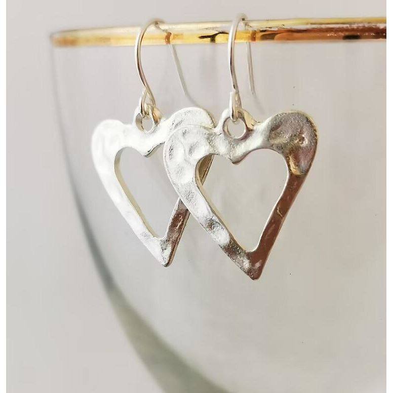Vintage Heart Valentine’s Day Earrings Creative Hammered Alloy Dangles