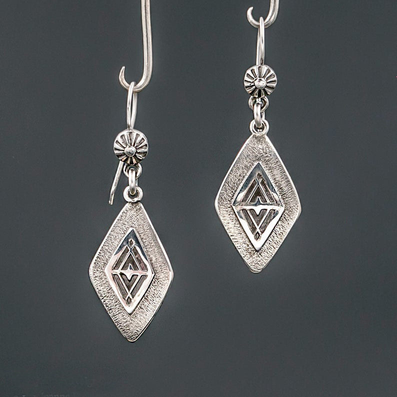 Vintage Geometric Rhombus Earrings | Bohemian Personality Alloy Statement Jewelry for Women