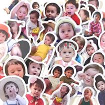 Wilhelm Bentley Cute Expression Packs Handbill Stickers Fake laughs Boys mobile phone shell Waterproof Decoration Little Sticker 39 sheets