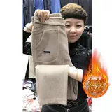 恩川 Утепленные демисезонные штаны, леггинсы, большой размер, высокая талия, свободный крой