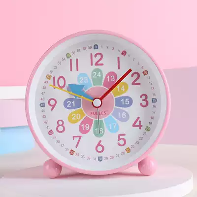Early education recognition alarm clock children Girls Boys cartoon creative bedroom bedside desktop students with night light silent clock