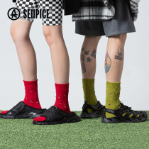 Upper SenBREAK-Form Breaking Hole Midbarrel Socks Women Ins Tide Socks Mens Red Bv Green Long Socks Street Lovers