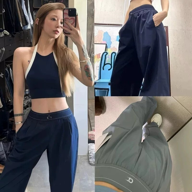 American Al0Yg Kim Ji-Soo Style High-Waisted Straight-Leg Sports Fitness Quick-Dry Versatile Slimming Drape Yoga Pants American Al0Yg Kim Ji-Soo Style High-Waisted Straight-Leg Sports Fitness Quick-Dry Versatile Slimming Drape Yoga Pants