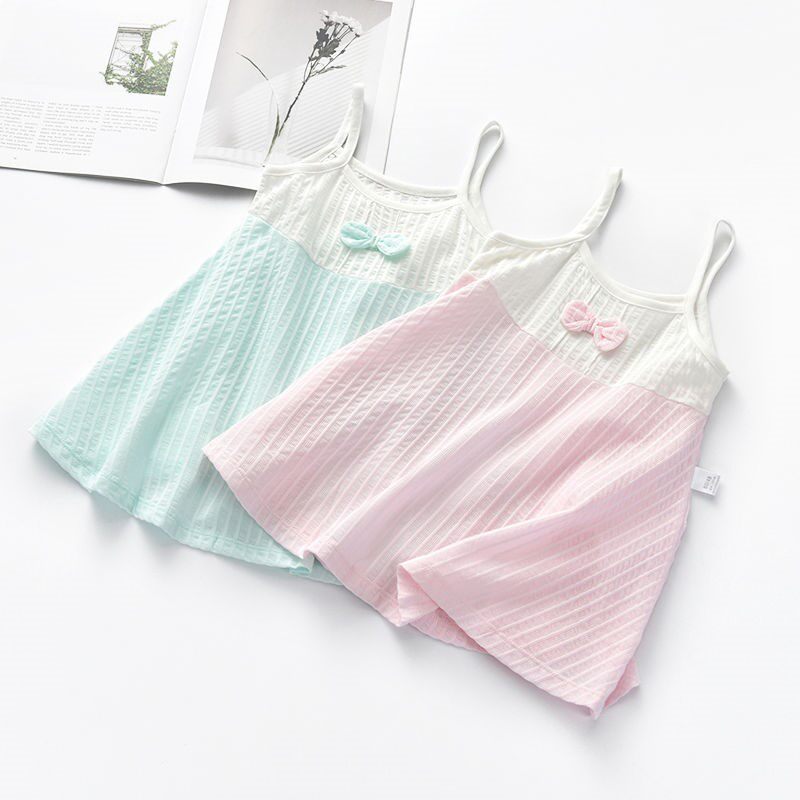 Girl 2021 New Ocean Dress Summer Little Girl Harnesses Princess Dresses Princess Dresses Baby Pure Cotton Foreign Children's Skirts