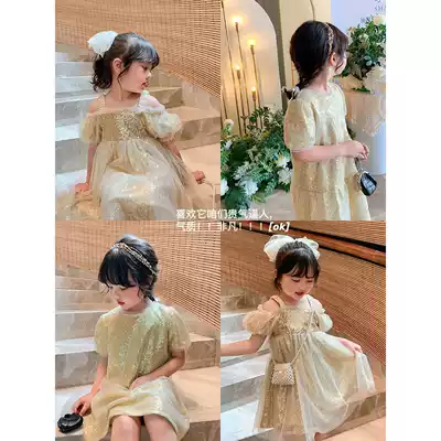 Girls Skirt Summer 2021 New Children's net Red Pie Dress Master Girl Baby Summer Dress Mesh Dress