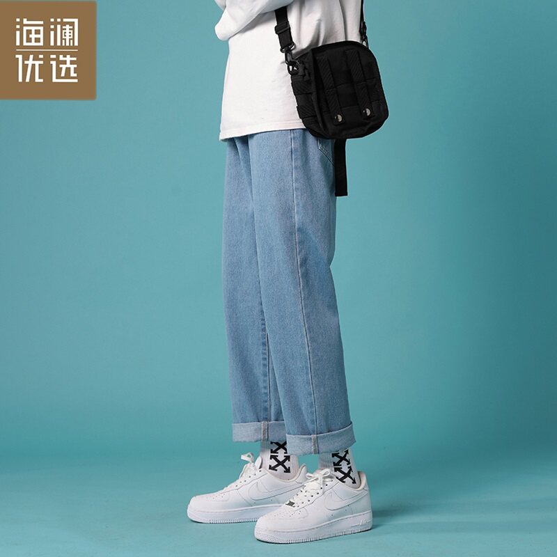 Hailan House Owned Jeans Men's Summer Thin loose straight cylinder 100 Pendant Sensation Broadlegged Korean version Men's pants