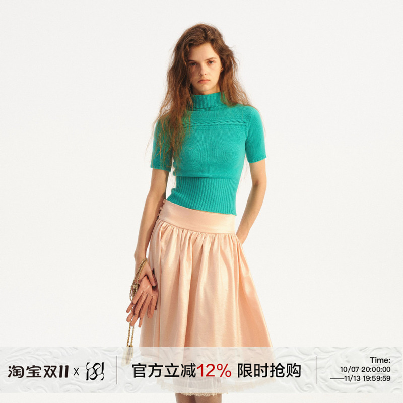 Runrunsweet Original Retro 100% Wool Cable Knit Mid-Sleeve Slim Fit Soft Turtleneck Knit Top for Women Runrunsweet Original Retro 100% Wool Cable Knit Mid-Sleeve Slim Fit Soft Turtleneck Knit Top for Women
