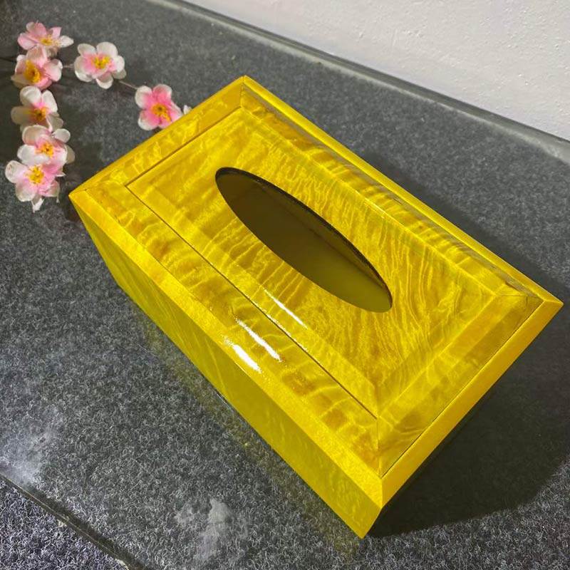 Gold nanmu tissue box wooden gold camphor pumping paper box storage box rectangular handmade classical ornaments can be customized