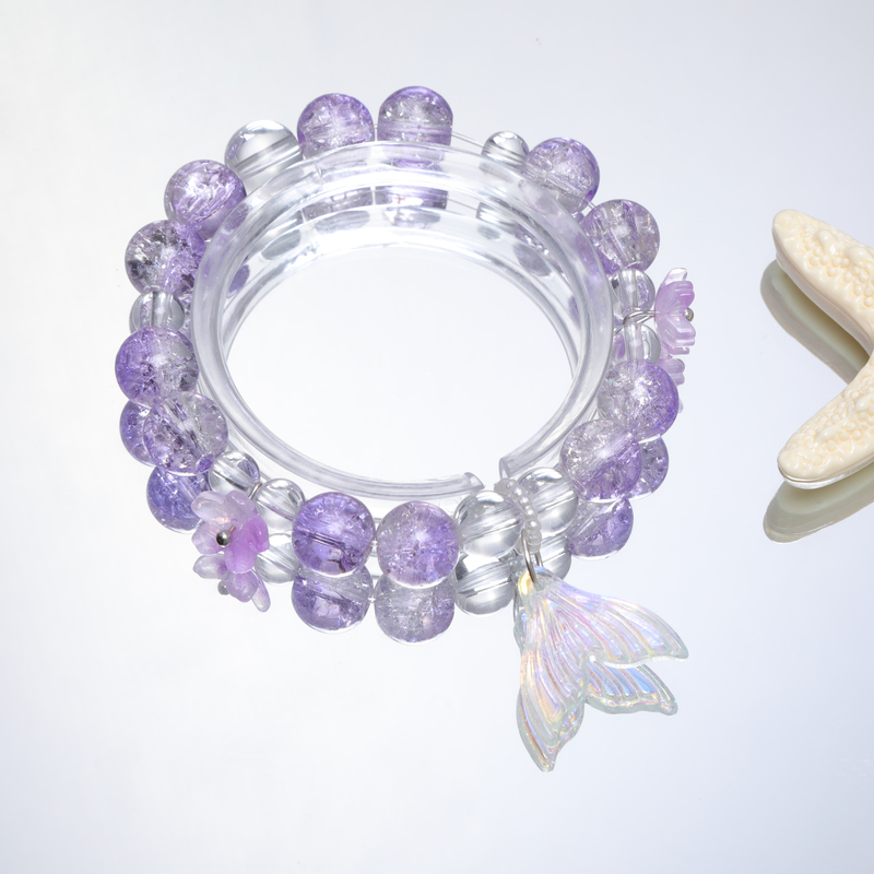 Popular Four-Piece Set of Dreamy Purple Peach Blossom Crystal Fishtail Bracelets, Simple and High-End, Light Luxury and Versatile, Friendship Bracelets for Besties Popular Four-Piece Set of Dreamy Purple Peach Blossom Crystal Fishtail Bracelets, Simple and High-End, Light Luxury and Versatile, Friendship Bracelets for Besties
