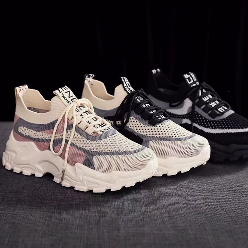 Летние спортивные дышащие тканевые туфли для отдыха на платформе, популярно в интернете, мягкая подошва, для бега