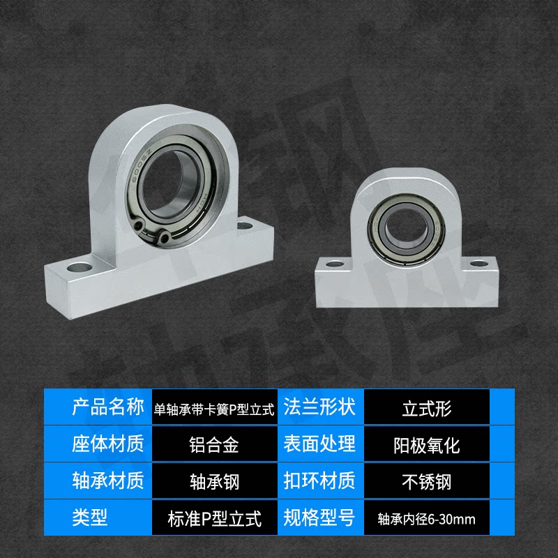 P-type vertical bearing seat assembly aluminium alloy support fixed seat wire rod optical axis pointing to shaft abutment bearing whole set