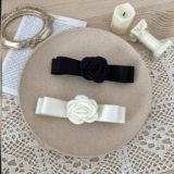 Большой черный аксессуар для волос с бантиком, универсальная белая ткань