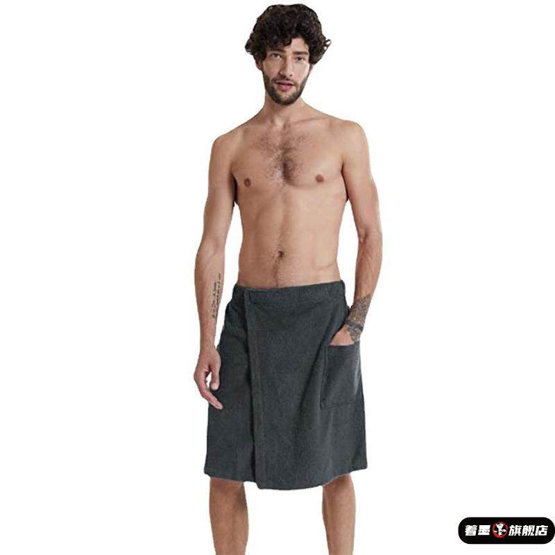 2025 Velcro Bath Towel Beach Towel Men's Wearable Bath Towel Shower Room Bathrobe with Pockets Outdoor Changing Clothes