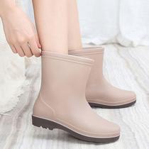 Fashionable outdoor waterproof shoes rain boots womens summer low-top adult rubber shoes work non-slip water boots short overshoes