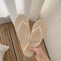 Japanese JULIPET braided belt Flip-flops female summer fashion simple non-slip flat Joker foot sandals tide