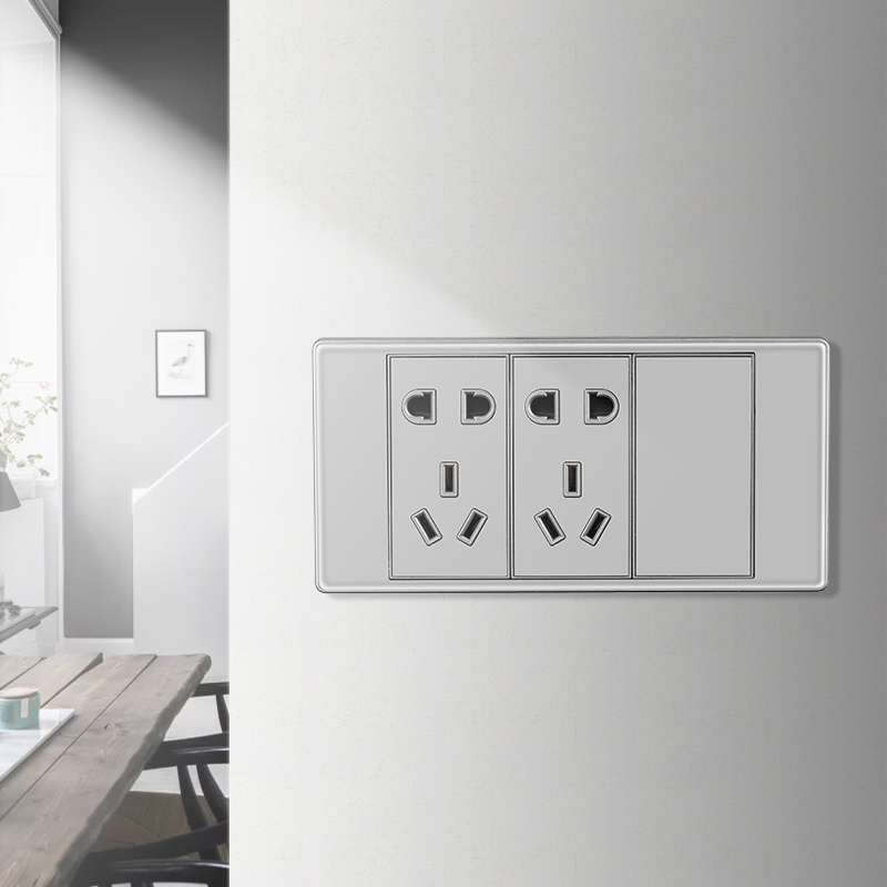 118-type switch socket panel gray 20-hole socket household concealed module free combination of 9 holes and 12 holes